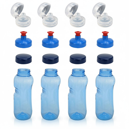 4x 0,5L Kavodrink Wasserflasche Trinkflasche + 4x FlipTop + 4x Push-Pull