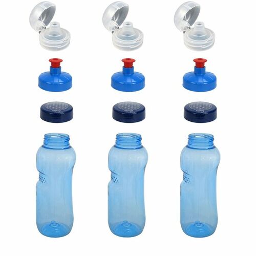 3x 0,5L Kavodrink Wasserflasche mit Lebensblume-Deckel + 3x FlipTop + 3x Push-Pull