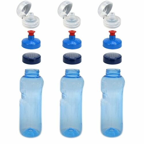 3x 0,75L Kavodrink Wasserflasche mit Lebensblume Deckel + 3x FlipTop + 3x Push-Pull