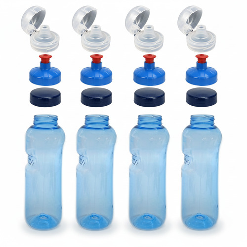 4x 0,75L Kavodrink Wasserflasche Trinkflasche + 4x FlipTop + 4x Push-Pull