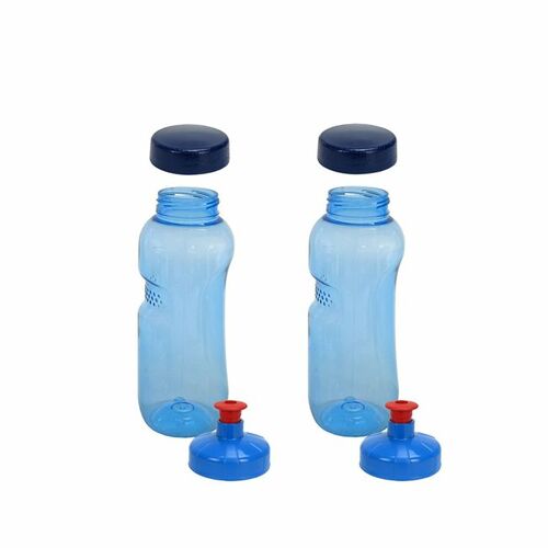 2x Kavodrink Tritan 0,5 L Wasserflasche (BPA frei) + 2x Trinkdeckel Push-Pull mit Trinknippel Flasche Sport