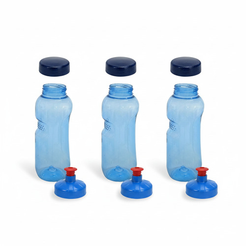 3x Kavodrink Tritan 0,5 L Wasserflasche (BPA frei) + 3x Trinkdeckel Push-Pull mit Trinknippel Flasche Sport