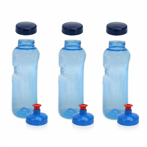 3x Kavodrink Tritan 0,75 L Wasserflasche (BPA frei) + 3x Trinkdeckel Push-Pull mit Trinknippel Flasche Sport