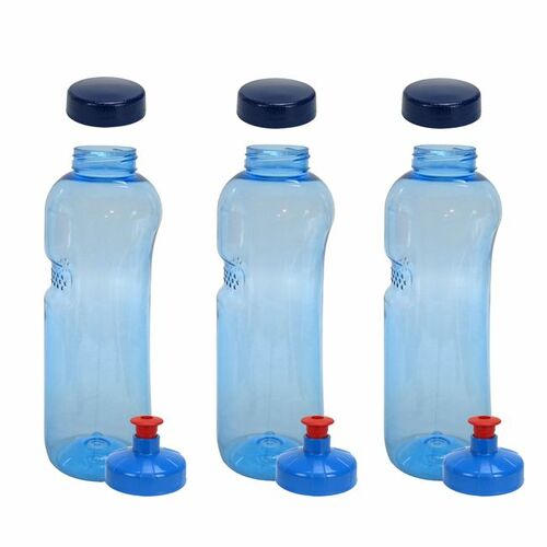 3x Kavodrink Tritan 1 L Wasserflasche (BPA frei) + 3x Trinkdeckel Push-Pull mit Trinknippel Flasche Sport