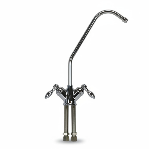 Umkehrosmose Doppelwasserhahn 2-Wege-Hahn verchromt mit Keramikventil f�r 1/4 Schl�uche