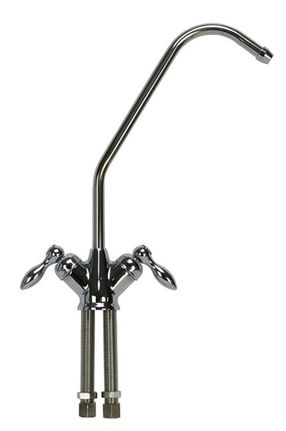 Umkehrosmose Doppelwasserhahn 2-Wege-Hahn verchromt mit Keramikventil fr 1/4 Schluche