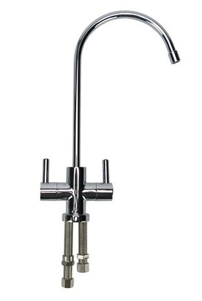 Umkehrosmose Design Doppelwasserhahn 2-Wege-Hahn verchromt mit Keramikventil f�r 1/4 Schl�uche