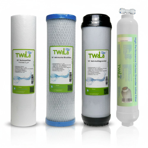 TWaLa 10 Filter Set 4-teilig Trinkwasser Filter f�r RO Umkehrosmose, Brunnenwasser, Wasserfilter