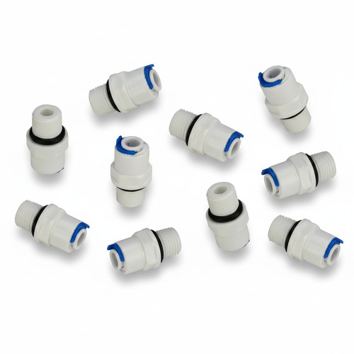10x Fitting 1/4 Steckanschluss Steckverbinder selbstdichtend 1/4 Schlauch x 1/4 AG inkl. Sicherungsringe f�r Umkehrosmose und K�hlschrank