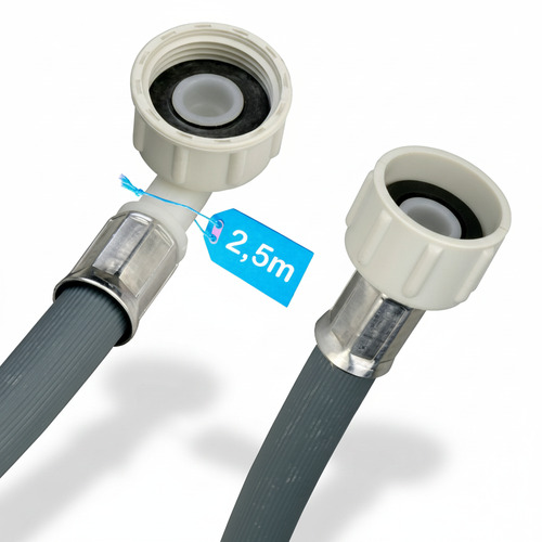 Zulaufschlauch Waschmaschine Geschirrsp�ler 3/4 Zoll Winkel/Gerade inkl. Dichtung Wasserzulaufschlauch universell verwendbar Hersteller unabh�ngig aus robustem Kunststoff (2,5m)