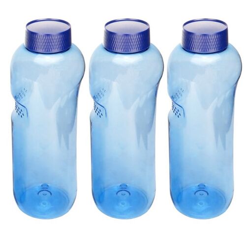 3x Kavodrink Trinkflasche aus Tritan 1,0 Liter, ohne Weichmacher & BPA enth�lt neue blaue Deckel mit integrierter Dichtung auslaufsicher