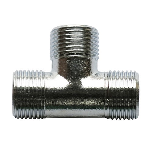 Adapter T-Stck 3 x 3/8 Auengewinde Verteiler Messing verchromt