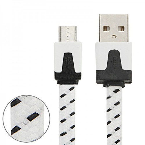 1m USB Daten und Ladekabel Wei� f�r alle Smartphone und Tablet Micro USB