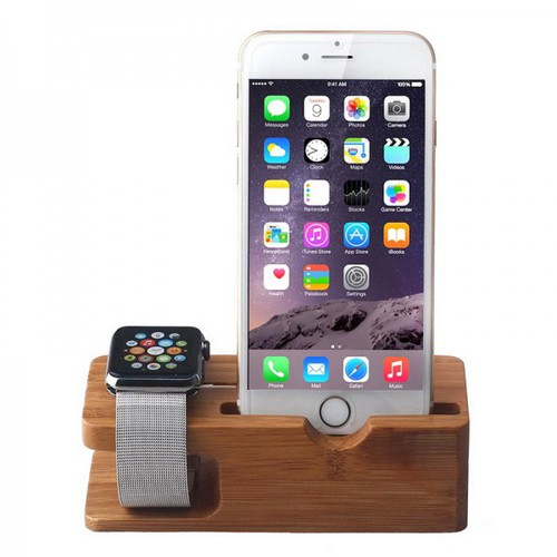 Bamboo Lade Station F�r Apple Watch Uhr 38mm / 42mm Halterung Dock Dockingstation