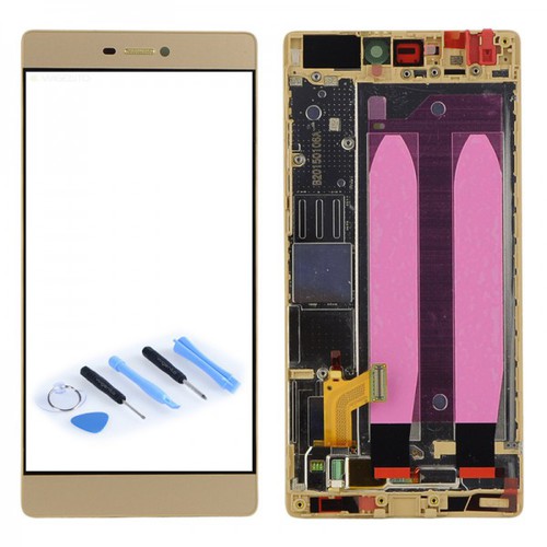 LCD Displayeinheit Display Rahmen Komplett Einheit Gold f�r Huawei Ascend P8