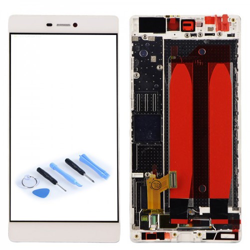 LCD Displayeinheit Display Rahmen Komplett Einheit Wei fr Huawei Ascend P8