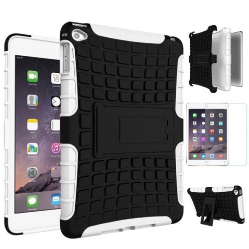 Hybrid Outdoor Schutzh�lle Wei� f�r iPad Mini 4 Tasche + 0.3 H9 Hartglas