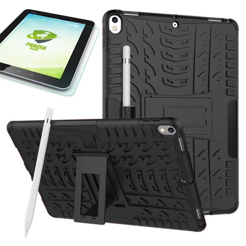 Hybrid Outdoor Schutzh�lle Schwarz f�r Apple iPad Pro 10.5 2017 Tasche + 0.4 H9 Hartglas
