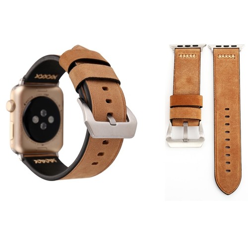 Echt-Leder Armband f�r Apple Watch Serie 1 / 2 / 3 42 mm Khaki 