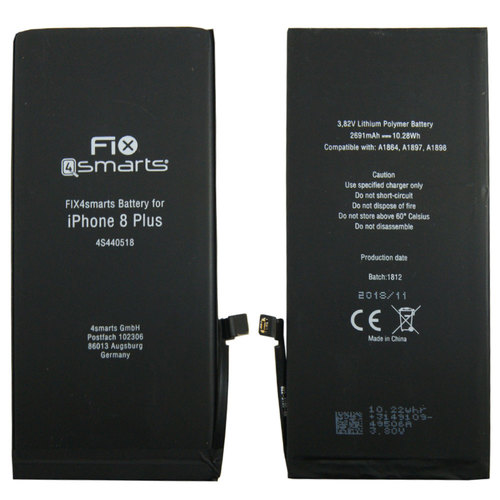 FIX4smarts Akku Accu Batterie Battery f�r Apple iPhone 8 Plus 2691mAh hochwertig