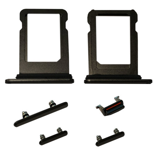 4 in 1 Simkarten Halter f�r Apple iPhone XS Schwarz Sim Card Tray Button Tasten Set Zubeh�r