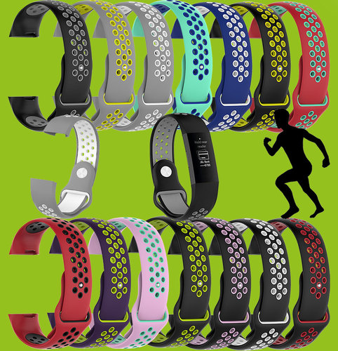 Hochwertiges Kunststoff / Silikon Uhr Armband fr Fitbit Charge 3 + 4 / Versa 2 Neu