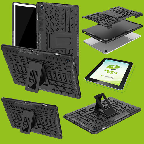 F�r Samsung Galaxy Tab A 8.0 2019 T290 T295 Hybrid Outdoor Schutzh�lle Schwarz Tasche + 0.3 H9 Schutzglas