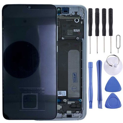 F�r Xiaomi Mi 9 Lite Display Full OLED LCD Einheit Touch mit Rahmen Ersatzteil Reparatur Silber Neu