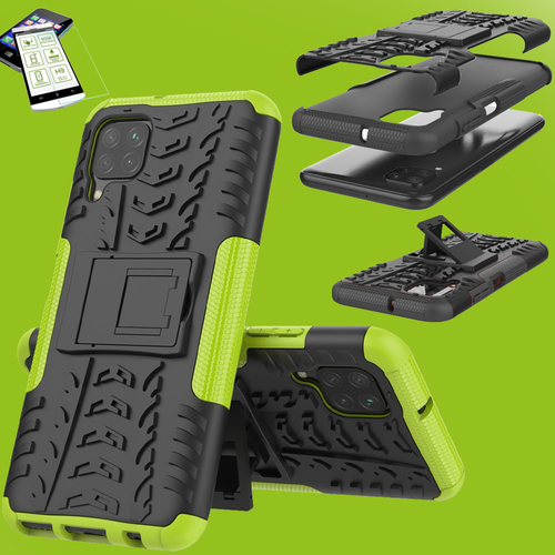 F�r Huawei P40 Lite Hybrid Case 2teilig Gr�n + Hartglas Tasche H�lle Cover H�lle