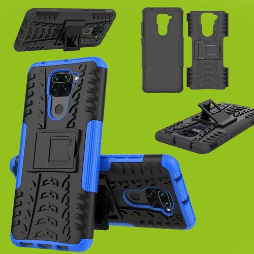 F�r Xiaomi Redmi Note 9 Hybrid Case 2teilig Outdoor Blau Tasche H�lle Cover Schutz