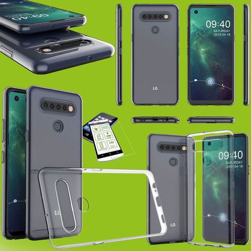 F�r LG K41S Silikoncase TPU Transparent + 0,26 H9 Glas Tasche H�lle Schutz Cover