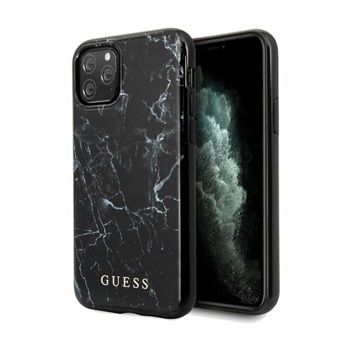 Guess Marble Collection Apple iPhone 12 5.4 Schwarz Marmor Hard Case Cover Schutzh�lle Etui