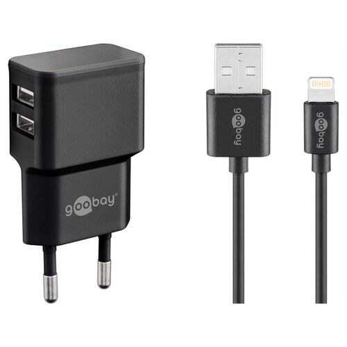Goobay USB Datenkabel Ladeger�t Lightning Ladekabel Stecker Set Apple Schwarz