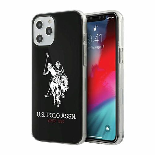 US Polo Assn. iPhone 12 / 12 Pro 6.1 Silikon H�lle Shiny Schwarz Case Cover Schutzh�lle Zubeh�r