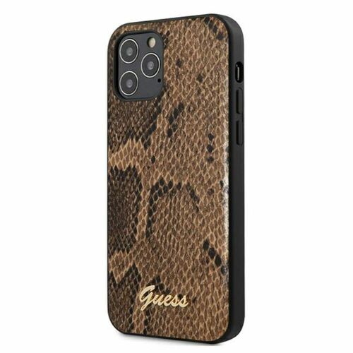 GUESS Schutzhlle fr Apple iPhone 12 Pro Max Braun Python Hlle Case Cover Etui NEU