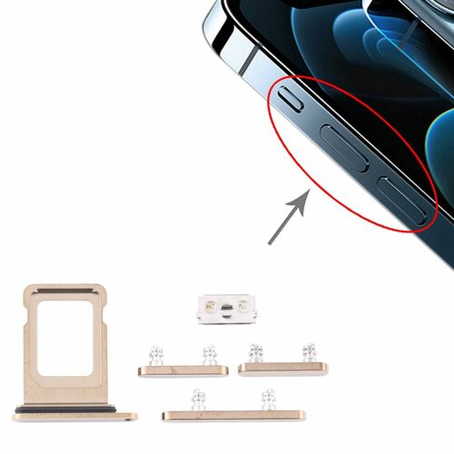 Sim Karten Halter und Power / Lautstrke Button Apple iPhone 12 Pro Max Gold On Off Volume Tasten