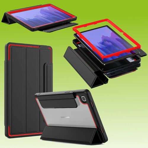 F�r Samsung Galaxy Tab A7 T500 / T505 2020 Outdoor Schutzh�lle Case Schwarz / Rot Tablet Tasche Cover Etuis
