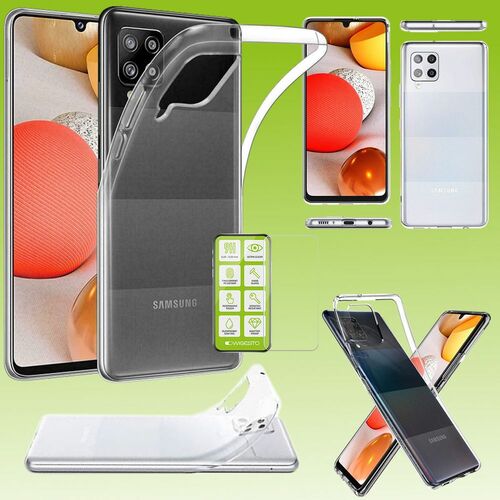 F�r Samsung Galaxy A42 5G A426B Silikoncase TPU Transparent + 0,26 H9 Glas Handy Tasche H�lle Schutz Cover