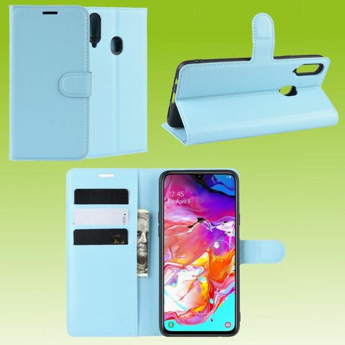 F�r Samsung Galaxy A20S A207F Handy Tasche Wallet Premium Blau Schutz H�lle Case Cover Etuis Neu Zubeh�r
