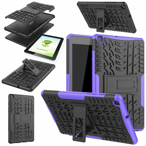 F�r Samsung Galaxy Tab A 8.0 2019 T290 T295 Hybrid Outdoor Schutzh�lle Lila Tasche + 0.3 H9 Schutzglas