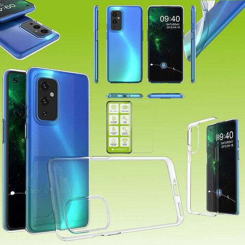 F�r OnePlus 9 Silikoncase TPU Transparent + 0,26 H9 Glas Handy Tasche H�lle Schutz Cover