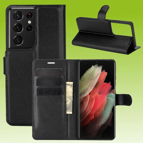 F�r Samsung Galaxy S21 Ultra G998B Handy Tasche Wallet Premium Schwarz Schutz H�lle Case Cover Etuis Neu Zubeh�r