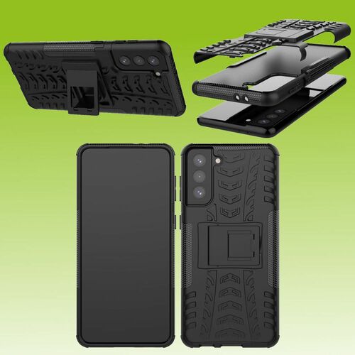 F�r Samsung Galaxy S21 Plus G996B Hybrid Case 2teilig Outdoor Schwarz Handy Tasche H�lle Cover Schutz