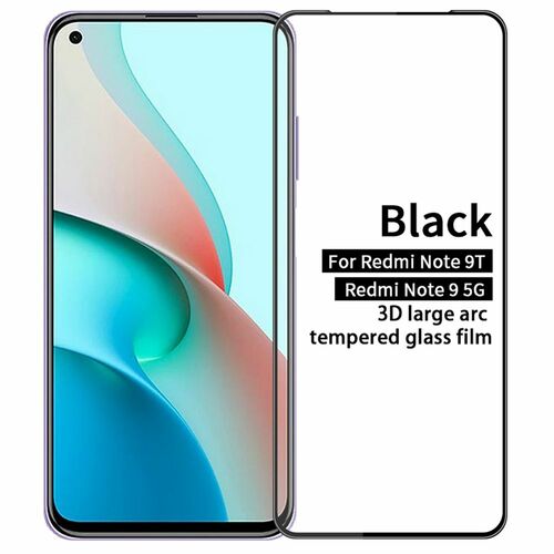 F�r Xiaomi Redmi Note 9T 3D Premium 0,3 mm H9 Hart Glas Schwarz Folie Schutz H�lle Neu