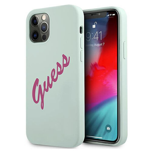 Guess Script Vintage Apple iPhone 12 Pro Max Fuchsia Blau Hard Case Cover Schutzhlle Etui