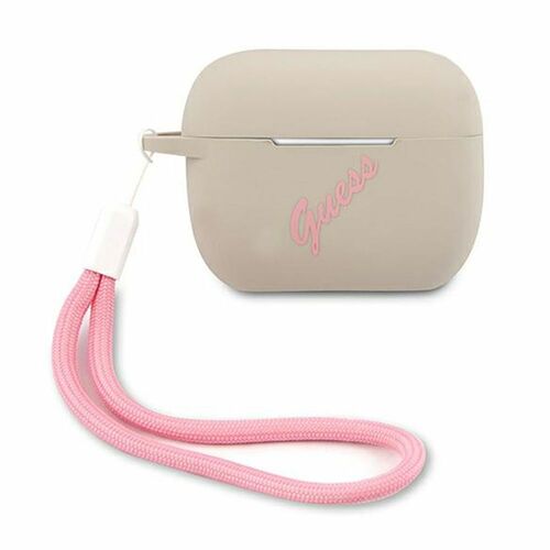 Guess Apple Airpods Pro Cover Grau Pink Silicone Vintage Schutzh�lle Tasche Case Etui Halter