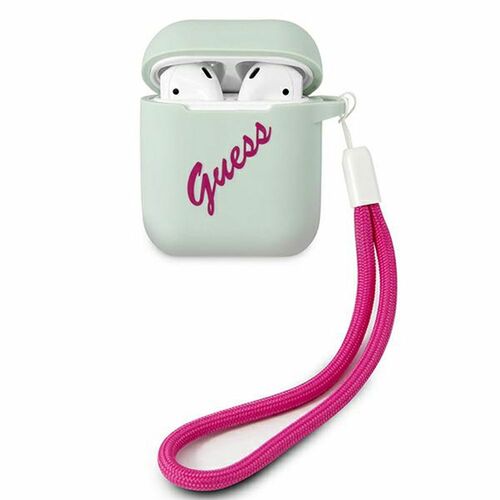 Guess Apple Airpods Cover Blau Pink Silicone Vintage Schutzh�lle Tasche Case Etui Halter