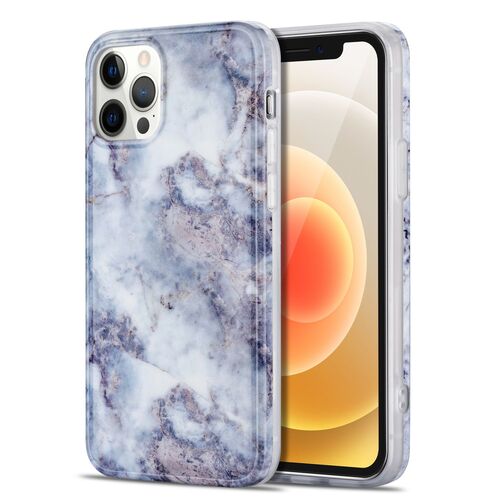 F�r Apple iPhone 12 Mini Marble Silikon Case TPU Schutz Muster Tasche H�lle Cover Etuis Zubeh�r Hell Grau