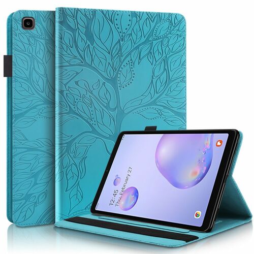 F�r Samsung Galaxy Tab A 8.0 2019 T290 T295 Baum Muster Blau Kunstleder H�lle Cover Tasche Case Neu