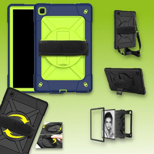 F�r Samsung Galaxy Tab A7 10.4 2020 T500 / T505 aufstellbare Outdoor Hybrid Gr�n 360 Grad mit Halte-Schlaufe Tablet Tasche Etuis Cover Case Schutz Robust Neu